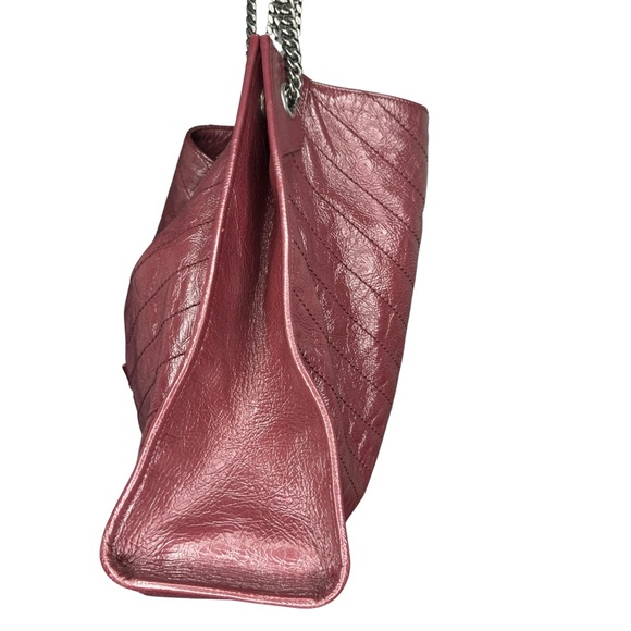 SAINT LAURENT Niki Shopper Tote Crinkled Leather Burgundy Matelasse Monogram MED - Picture 11 of 16